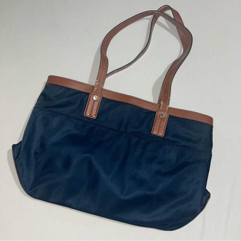 Calvin Klein Navy Blue & Brown Leather Purse​​ - Picture 2 of 11